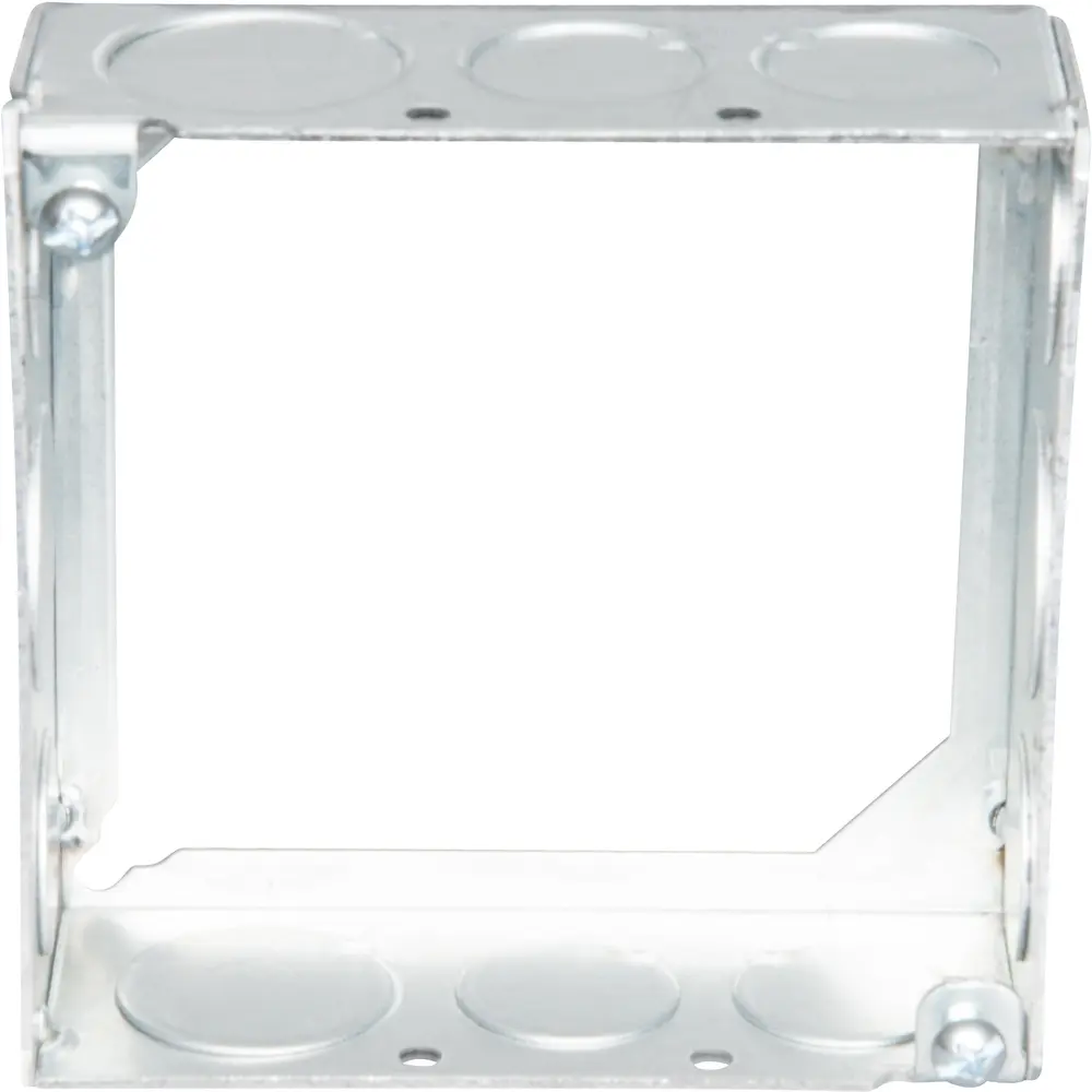 4 Square Box Extension Ring w/ 1/2" & 3/4" KO, 1-1/2" Deep