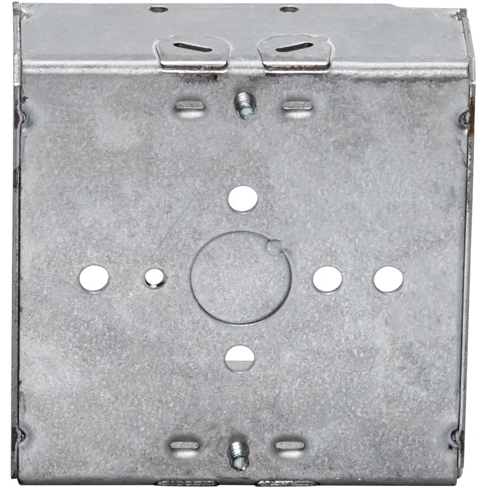 4" Square Box w/ BX/MC Clamps, 1/2" KO's, 1-1/2" Deep