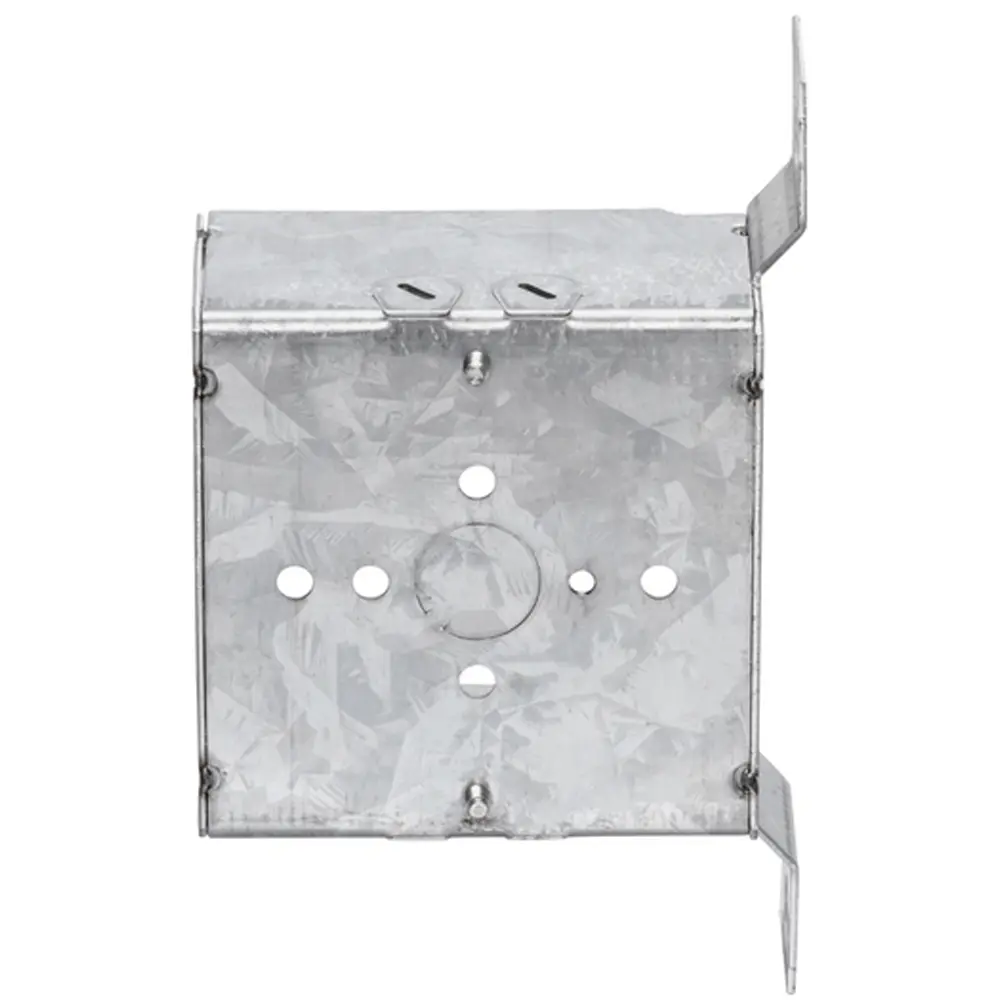 4" Square Box w/ BX/MC Clamps, Flush Bracket, 1/2" KO's, 1-1/2" Deep