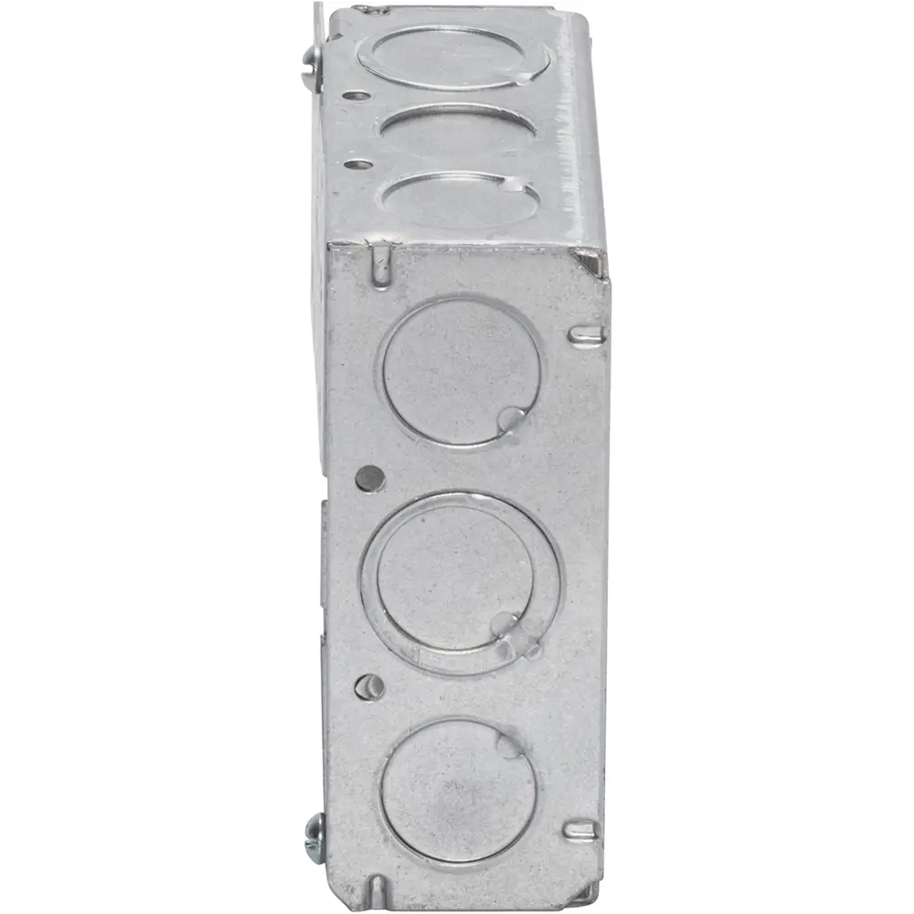 4" Square Box w/ BX/MC Clamps, MKO B Bracket, 1/2" MKO's, 1-1/2" Deep