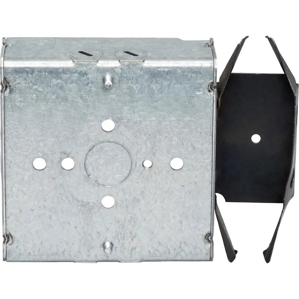 4" Square Box w/ BX/MC Clamps, MS Bracket, 1/2" KO's, 1-1/2" Deep
