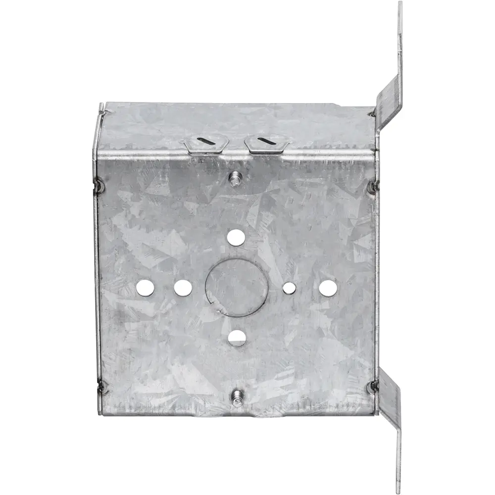 4" Square Box w/ MC Clamps, Flush Bracket, 1/2" KO's, 2-1/8" Deep