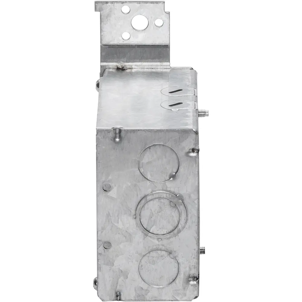 4" Square Box w/ MC Clamps, Flush Bracket, 1/2" KO's, 2-1/8" Deep
