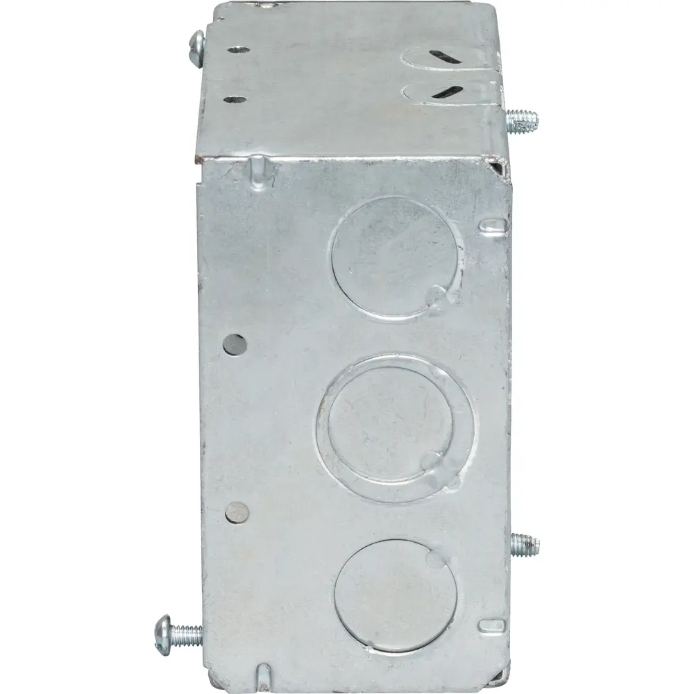 4" Square Box w/ MC Clamps, Metal Stud Bracket, 1/2" KO's, 2-1/8" Deep
