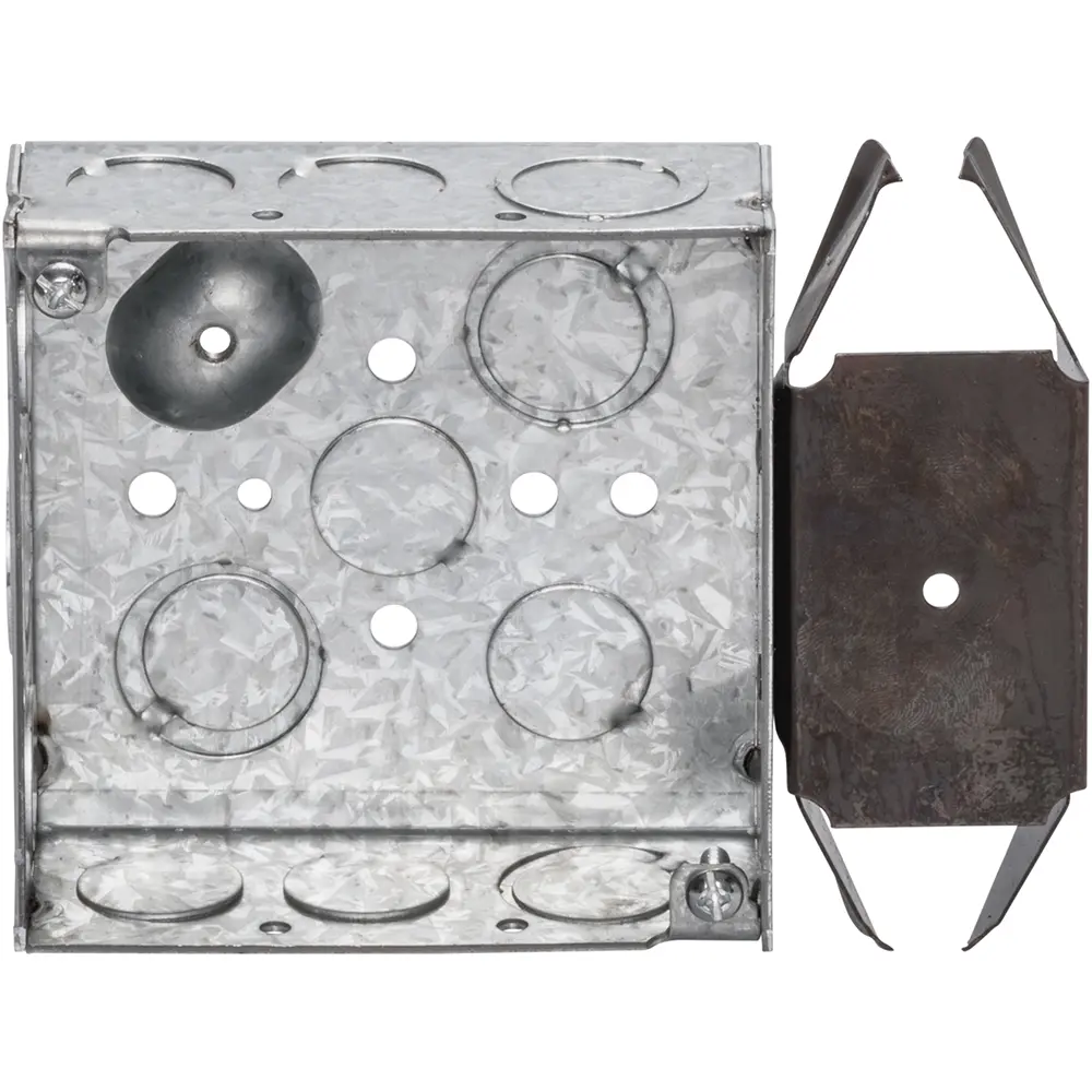 4" Square Box w/ MKO, Metal Stud Bracket, 1/2" MKO's, 1-1/2" Deep