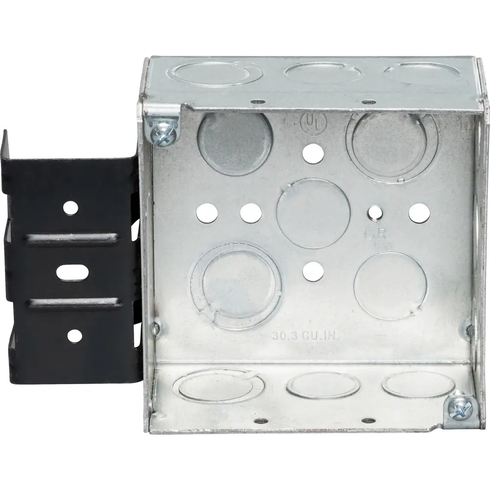 4" Square Box w/ MKO, Metal Stud Bracket, 1/2" MKO's, 2-1/8" Deep