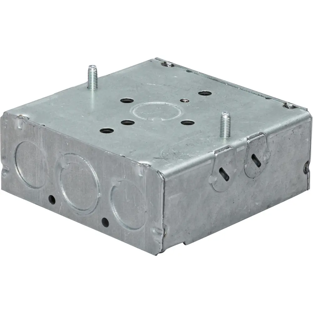 4" Square Box w/ Non-Metallic Clamps, 1/2" KO's, 1-1/2" Deep