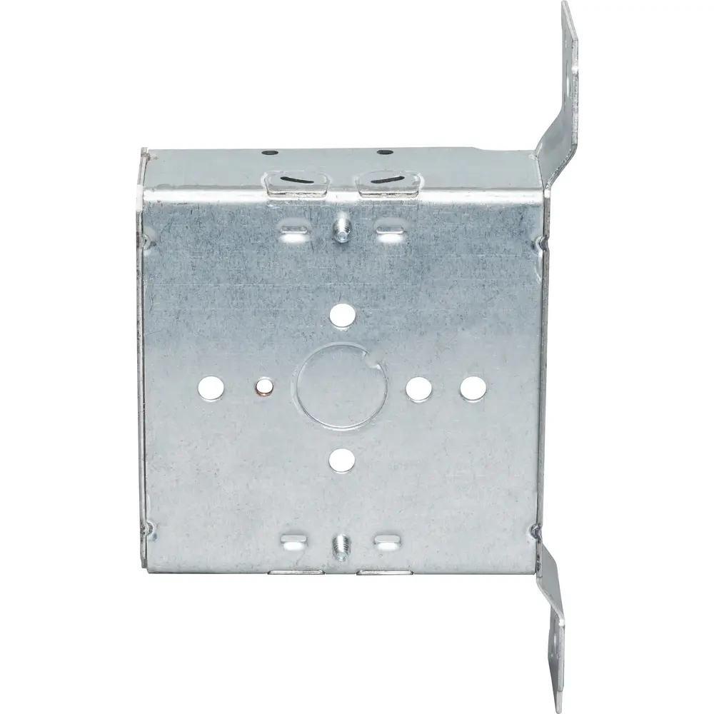 4" Square Box w/ Non-Metallic Clamps, Flush Bracket, 1/2" KO's, 1-1/2" Deep 1 4" Square Box w/ Non-Metallic Clamps, Flush Bracket, 1/2" KO's, 1-1/2" Deep