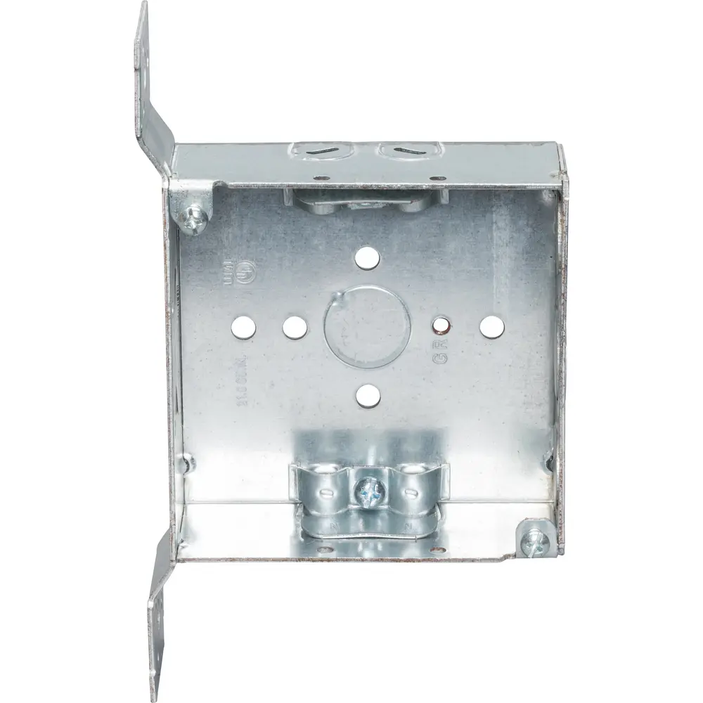 4" Square Box w/ Non-Metallic Clamps, Flush Bracket, 1/2" KO's, 1-1/2" Deep 2 4" Square Box w/ Non-Metallic Clamps, Flush Bracket, 1/2" KO's, 1-1/2" Deep