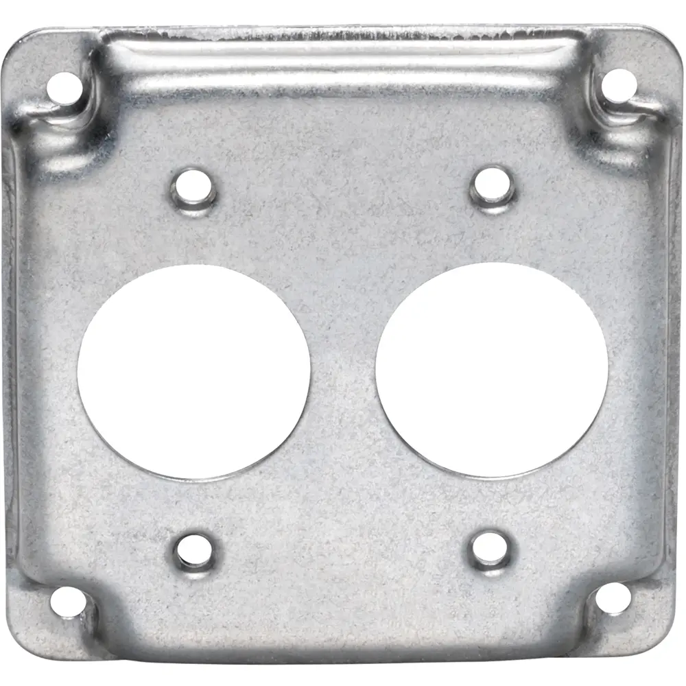 4" Square Industrial Cover w/ Crushed Corners, 2 Single Receptacles 1 4" Square Industrial Cover w/ Crushed Corners, 2 Single Receptacles