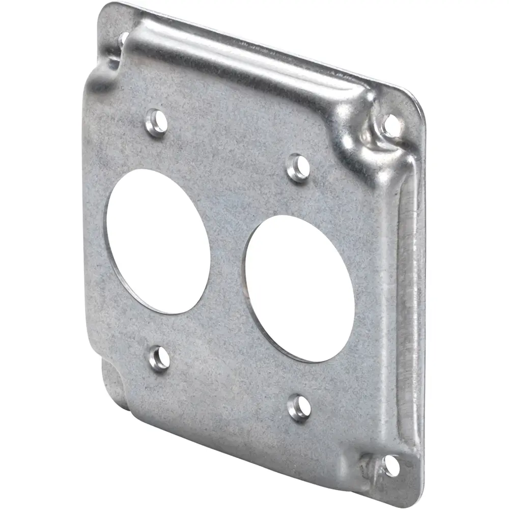 4" Square Industrial Cover w/ Crushed Corners, 2 Single Receptacles 2 4" Square Industrial Cover w/ Crushed Corners, 2 Single Receptacles