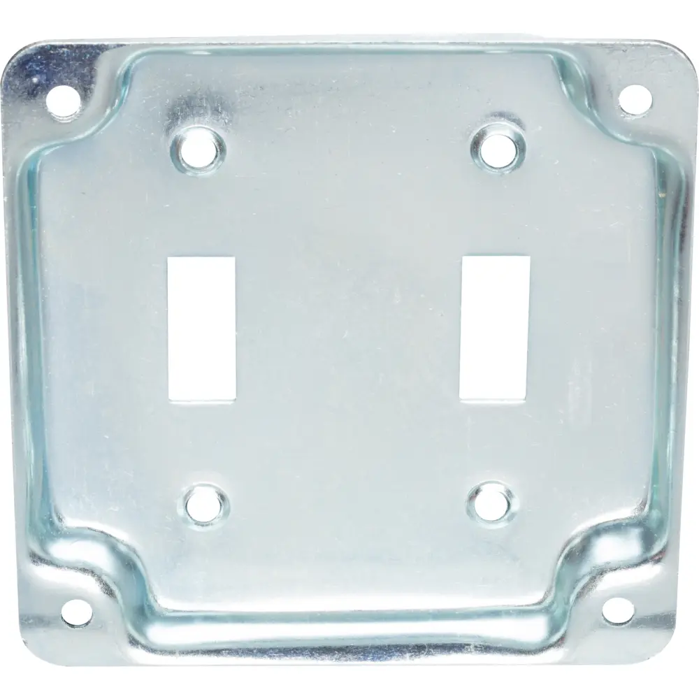 4" Square Industrial Cover w/ Crushed Corners, 2 Toggle Switches 3 4" Square Industrial Cover w/ Crushed Corners, 2 Toggle Switches