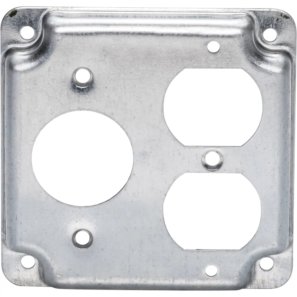 4" Square Industrial Cover w/ Crushed Corners, Duplex/Single Receptacle