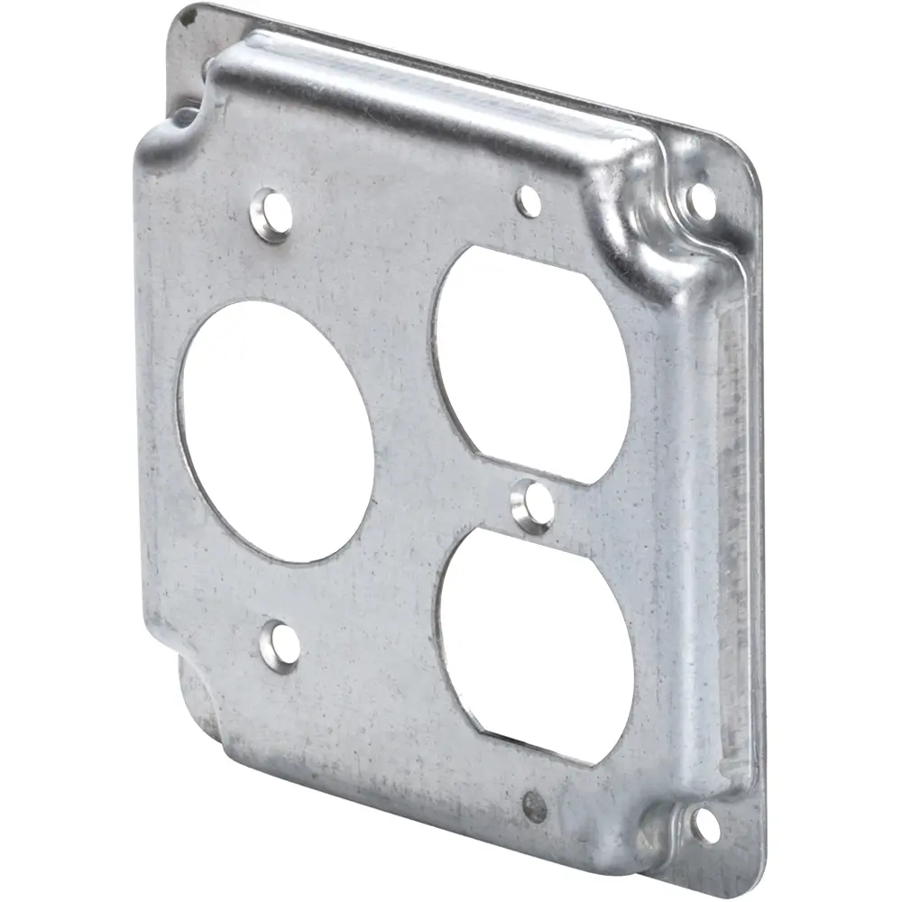4" Square Industrial Cover w/ Crushed Corners, Duplex/Single Receptacle
