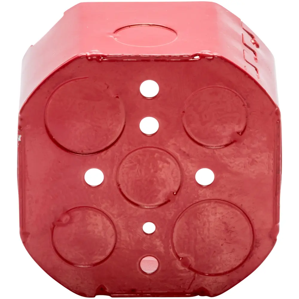 4 Square Octagon Box, Red Fire Alarm, 1/2", 3/4" KO's, 2-1/8" Deep 1 4 Square Octagon Box, Red Fire Alarm, 1/2", 3/4" KO's, 2-1/8" Deep