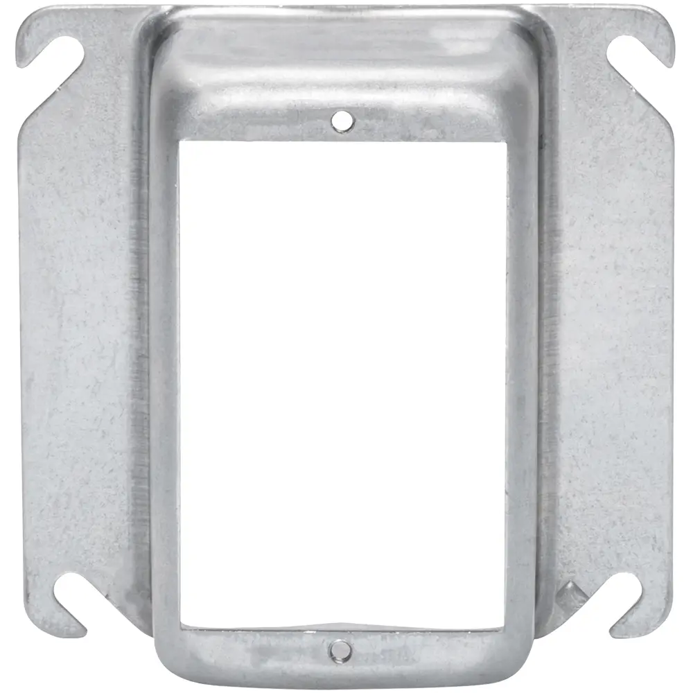 4" Square Single-Gang Device Ring, 1-1/2" Raised, 11.2 Cu. In. 2 4" Square Single-Gang Device Ring, 1-1/2" Raised, 11.2 Cu. In.