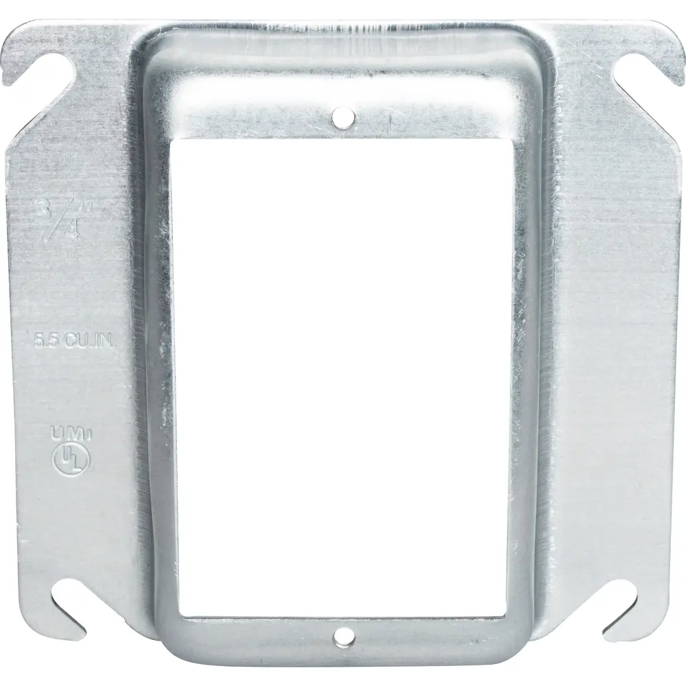 4" Square Single-Gang Device Ring, 3/4" Raised, 5.5 Cu. In.