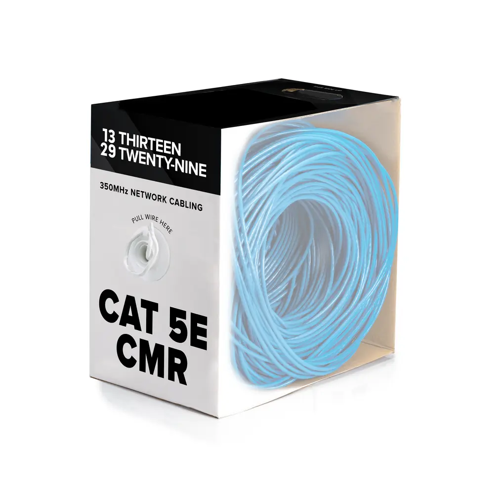 1000' Cat5e , Blue, 24 AWG, 4 Pair, Unshielded, Riser, Solid, Copper