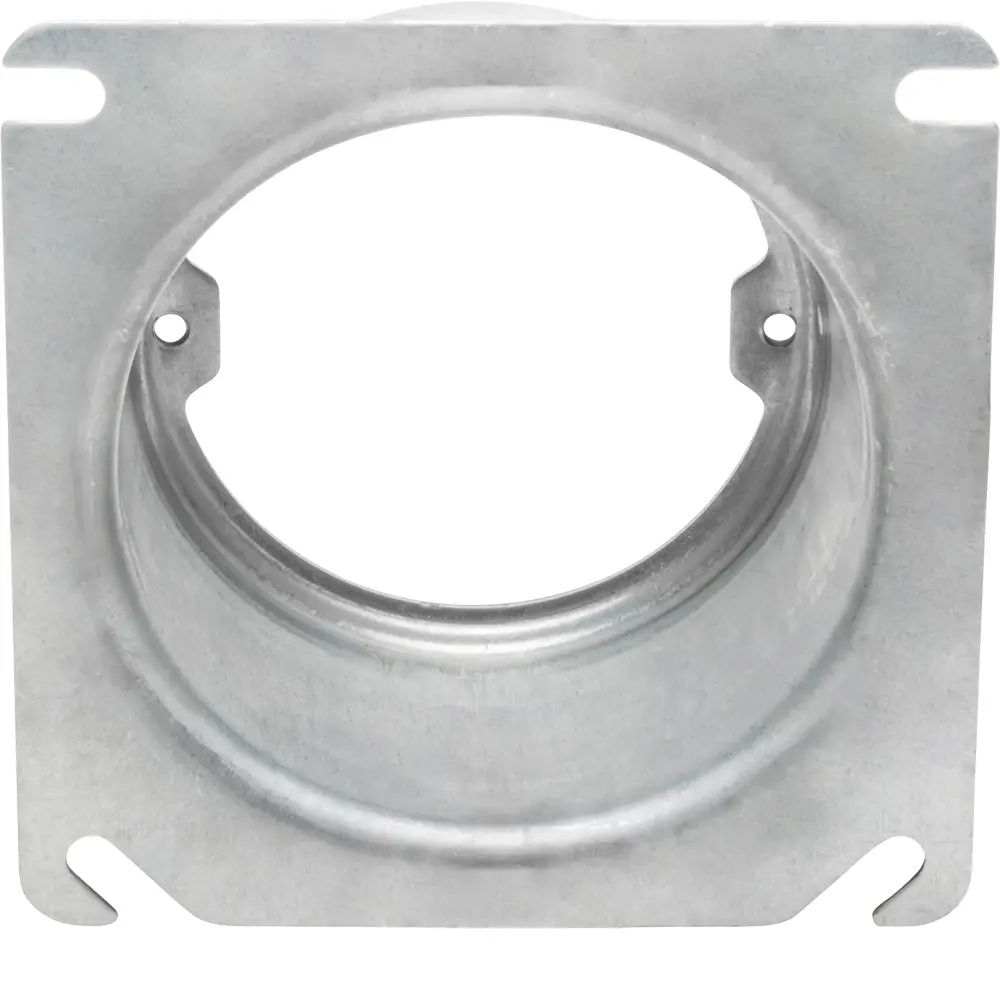 4" Square To Round Cover, 2" Raised, Open, Ears (2) 3/4" O.C. 2 4" Square To Round Cover, 2" Raised, Open, Ears (2) 3/4" O.C.