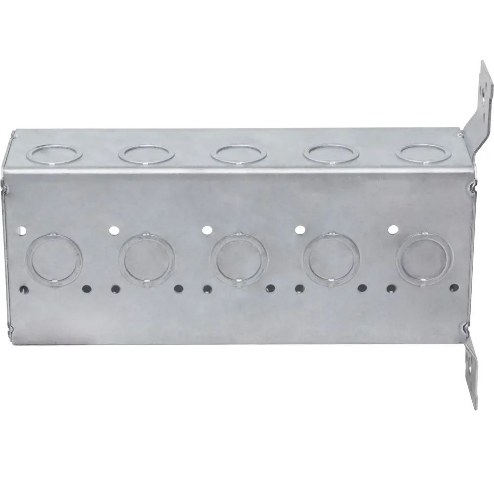 5-Gang Welded Masonry Box w/ Ears, (17) CKO's, 2-1/2" Deep