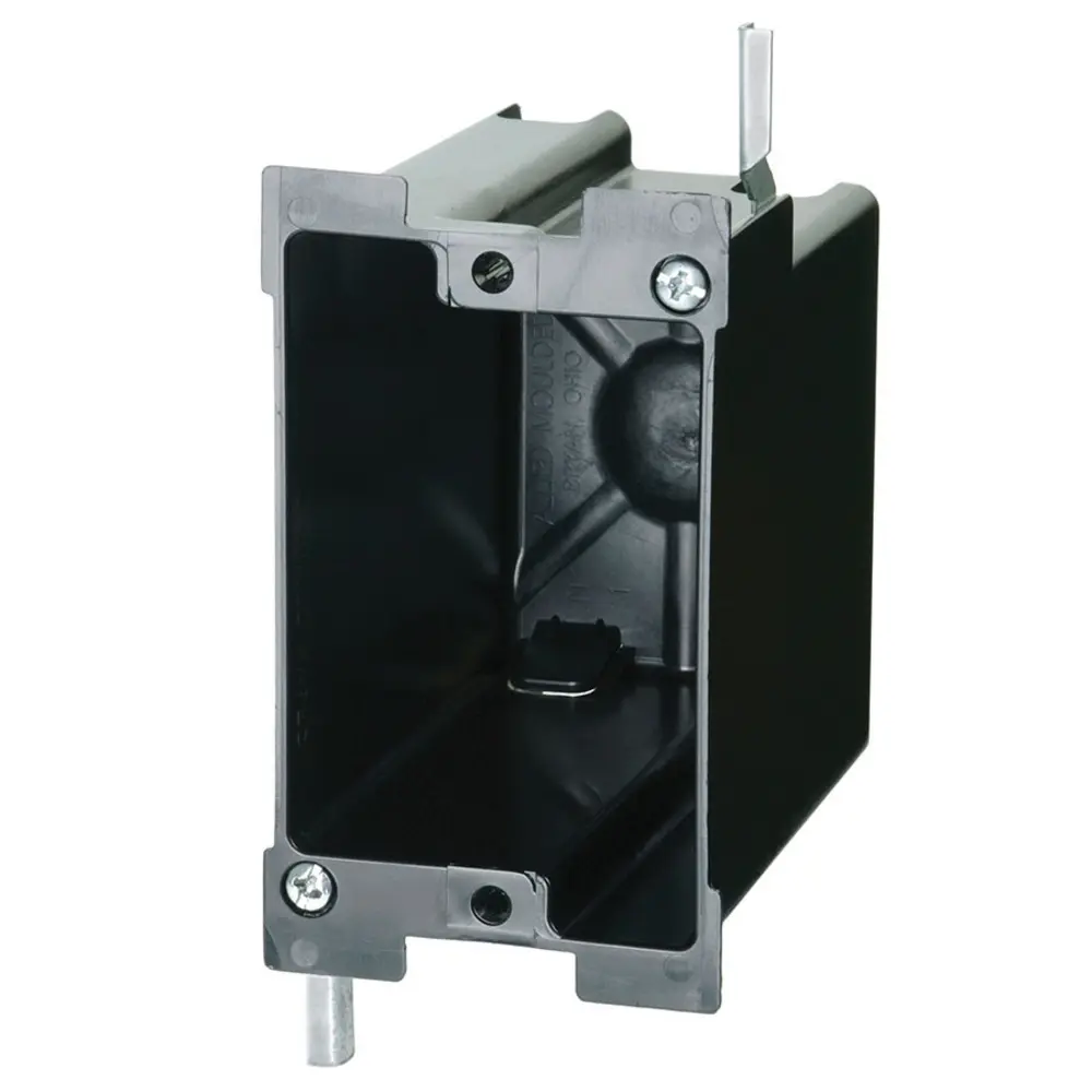 18 Cu. In. Single-Gang Electrical Box w/Ears & Wing Brackets, 1/2" NM Knockout