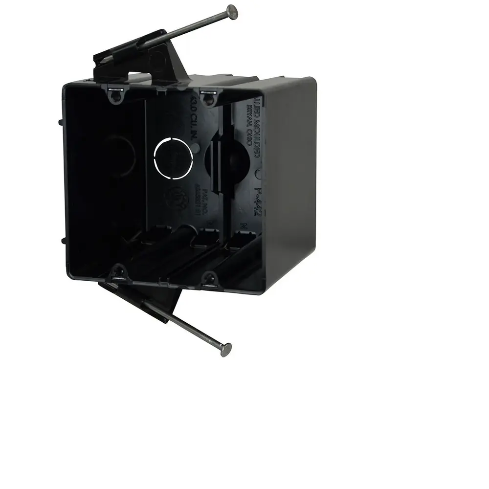 22.5 Cu. In. Single-Gang Electrical Wall Box w/Ears & Wing Brackets, Black