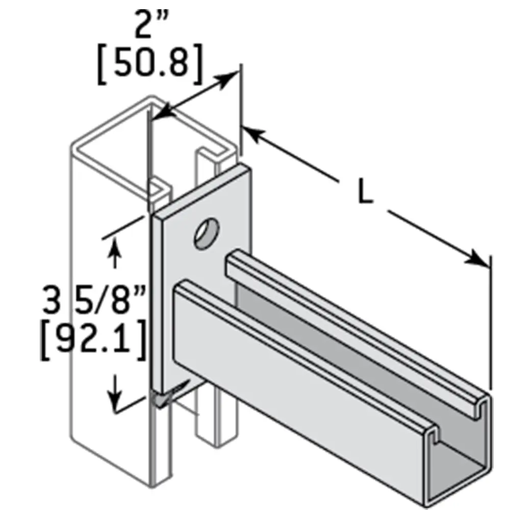 6" 2-Hole Bracket Channel, Notched Up