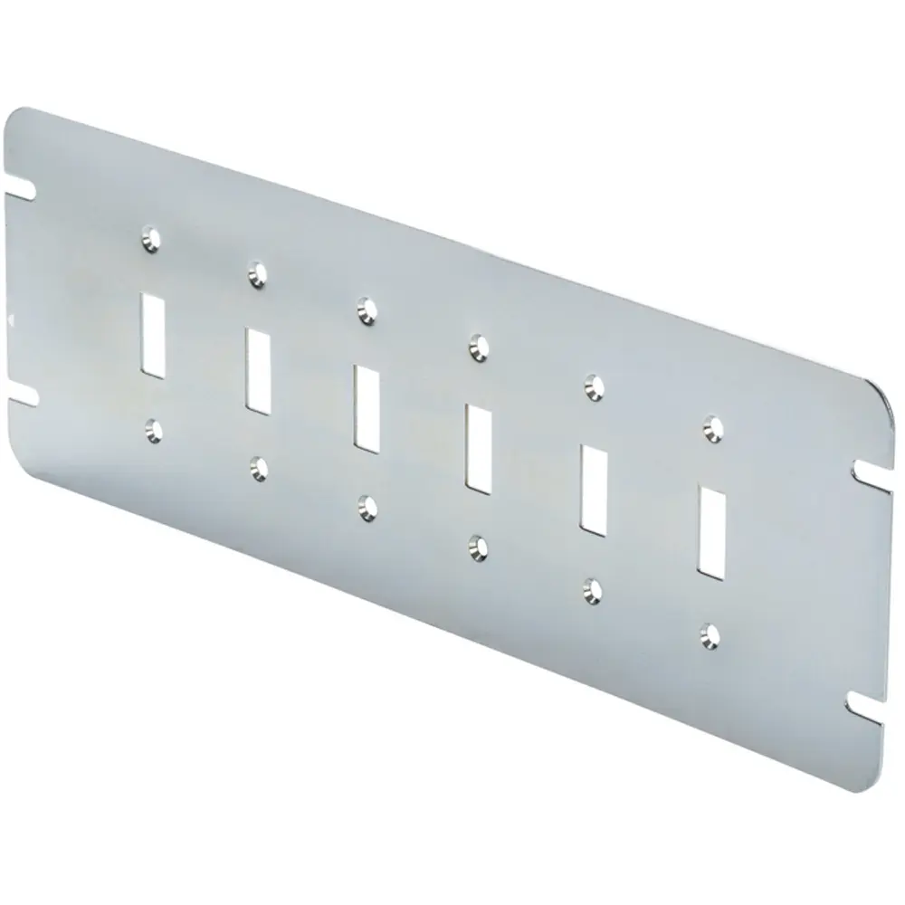 6-Gang Steel Flat Toggle Switch Cover 2 6-Gang Steel Flat Toggle Switch Cover