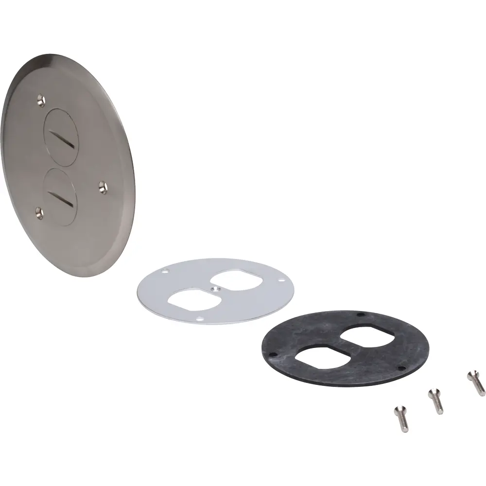 Nickel Plated Double Screw Plug Floor Box Cover 3 Nickel Plated Double Screw Plug Floor Box Cover