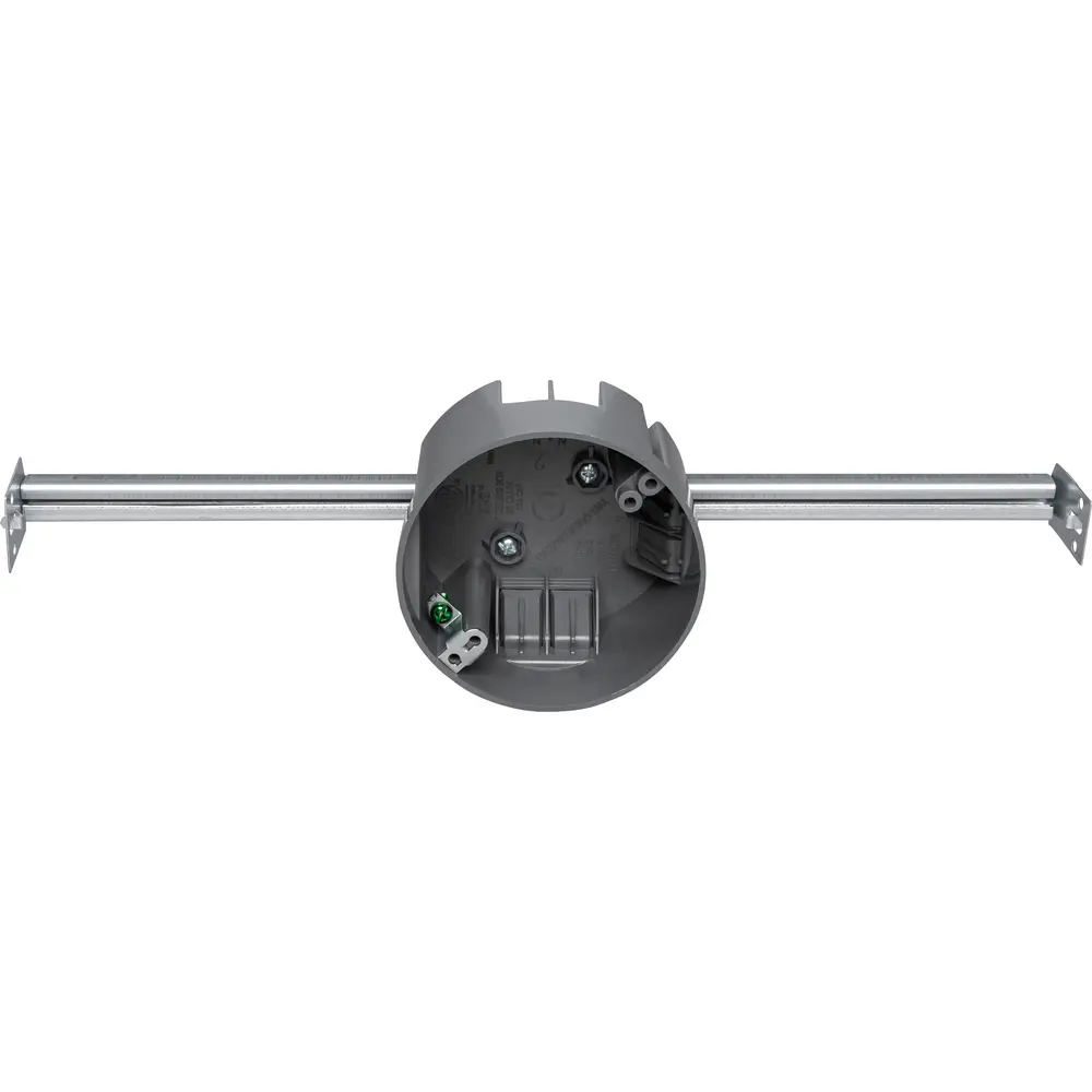 Round Ceiling Box w/ Ground Clip & Bar Hanger, 20 Cu. In.