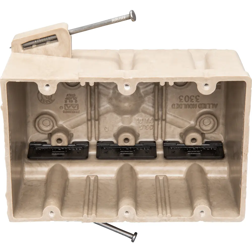 3-Gang Nail-On Box, New Work, 56.5 Cu In., Off White