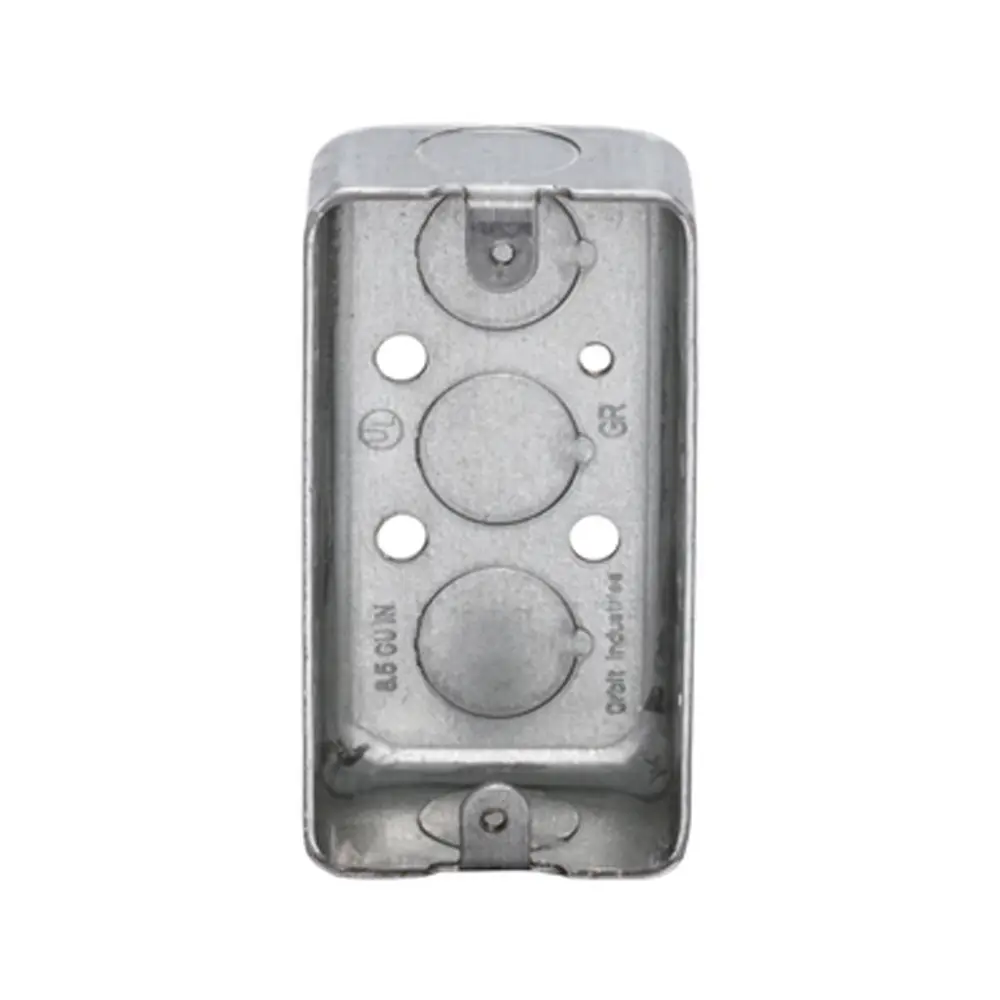 Single-Gang Drawn Super Shallow Handy Box w/ Raised Ground Emboss, 1/2" KO, 1-1/4" Deep