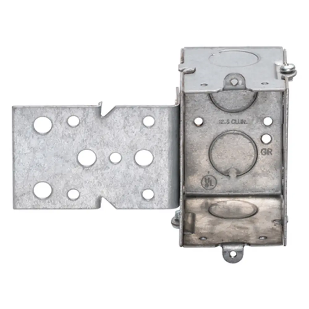 Single-Gang Gangable Box, Bracket, 1/2" KO's, 2-1/2" Deep