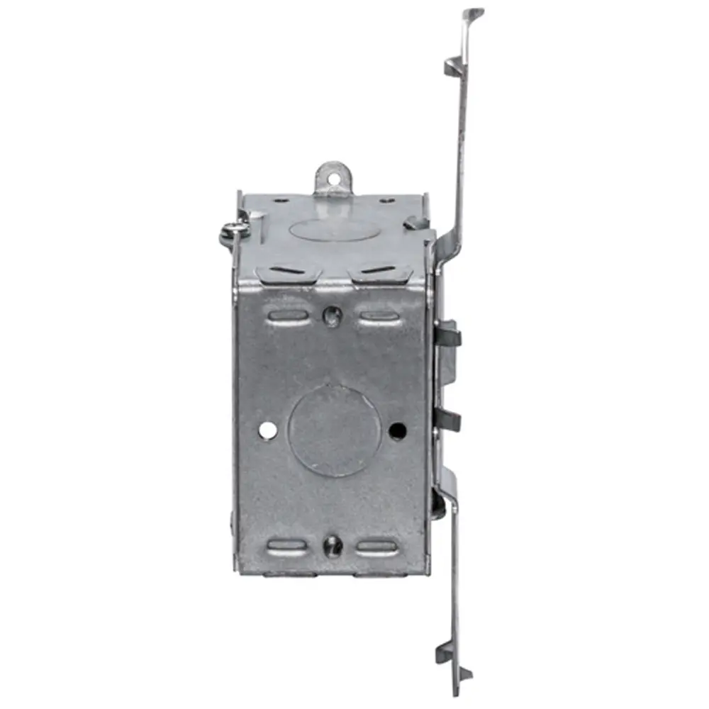 Single-Gang Gangable Box w/ BX/MC Clamps, S Bracket, 1/2" KO's, 3-1/2" Deep 1 Single-Gang Gangable Box w/ BX/MC Clamps, S Bracket, 1/2" KO's, 3-1/2" Deep