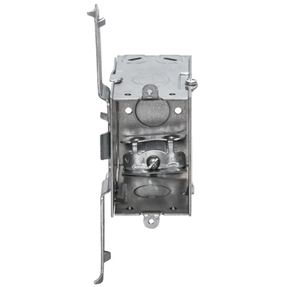Single-Gang Gangable Box w/ BX/MC Clamps, S Bracket, 1/2" KO's, 3-1/2" Deep 2 Single-Gang Gangable Box w/ BX/MC Clamps, S Bracket, 1/2" KO's, 3-1/2" Deep