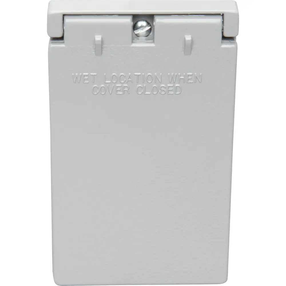 Single-Gang GFCI Cover, Vertical, Die-Cast Aluminum, Gray 2 Single-Gang GFCI Cover, Vertical, Die-Cast Aluminum, Gray