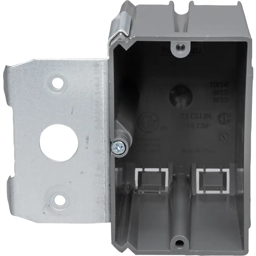 Single-Gang Plastic Switch Box, Adjustable, 21 Cu. In. 2 Single-Gang Plastic Switch Box, Adjustable, 21 Cu. In.