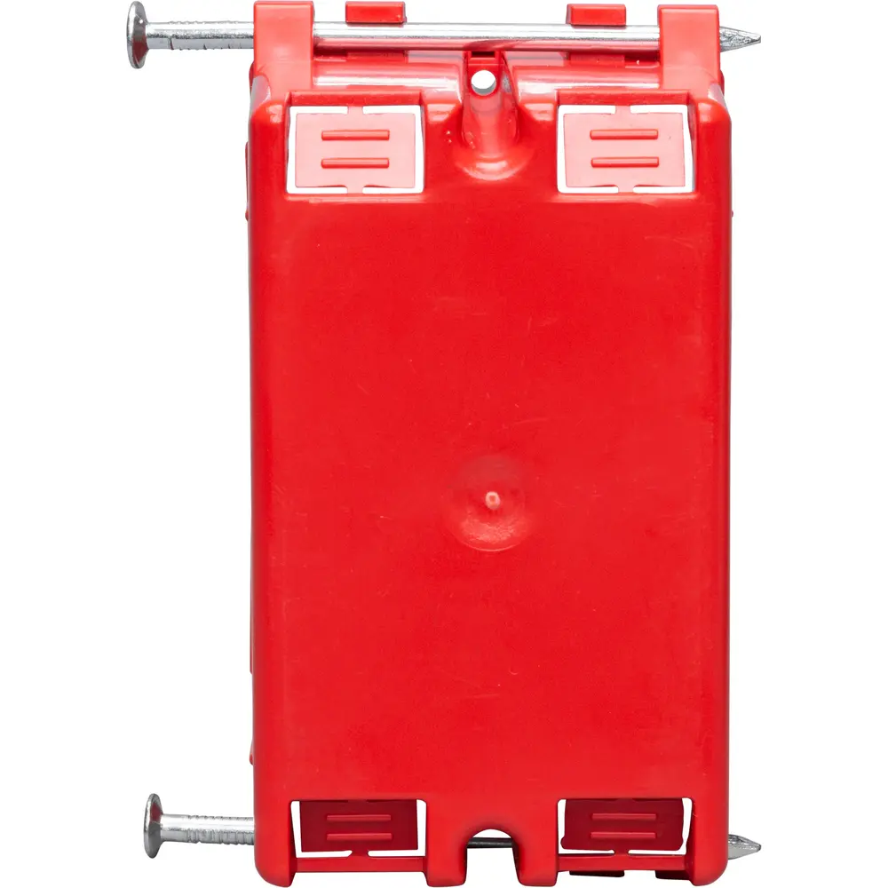 Single-Gang Plastic Switch Box, Nail-On, Red, 18 Cu. In.