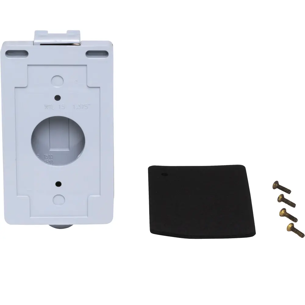 Single-Gang Weatherproof 15 A Single Receptacle Cover, Horizontal/Vertical, PVC, Gray 1 Single-Gang Weatherproof 15 A Single Receptacle Cover, Horizontal/Vertical, PVC, Gray