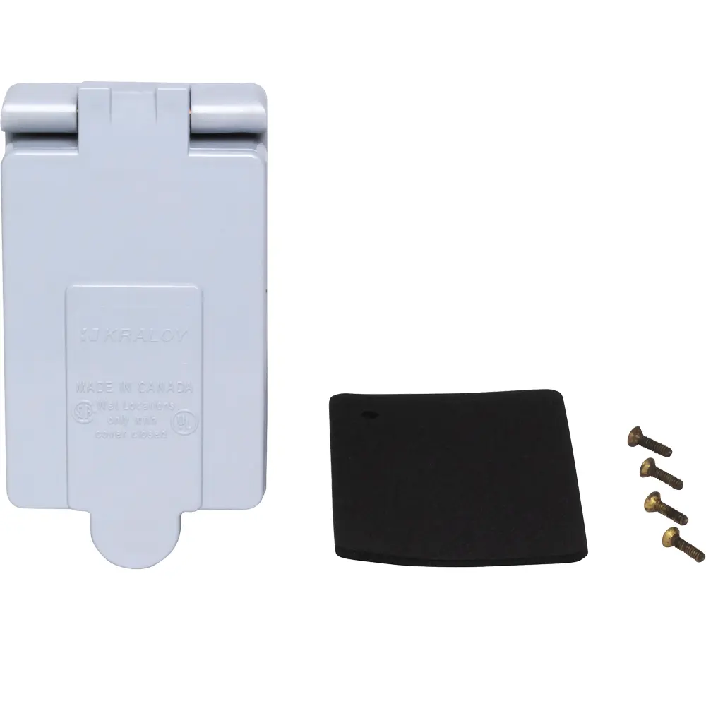 Single-Gang Weatherproof 15 A Single Receptacle Cover, Horizontal/Vertical, PVC, Gray 2 Single-Gang Weatherproof 15 A Single Receptacle Cover, Horizontal/Vertical, PVC, Gray