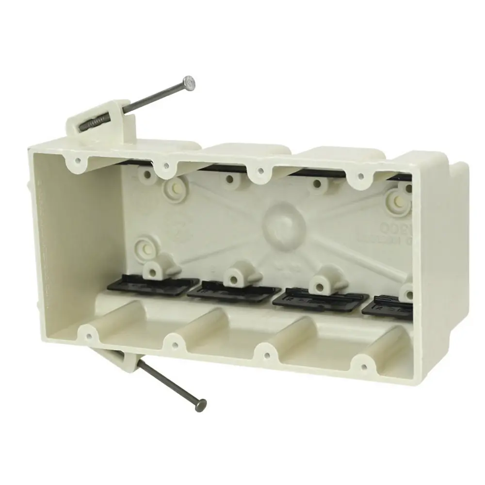 4-Gang New Work Nail-On Box, 60 Cu. In., Angled Mid Nails