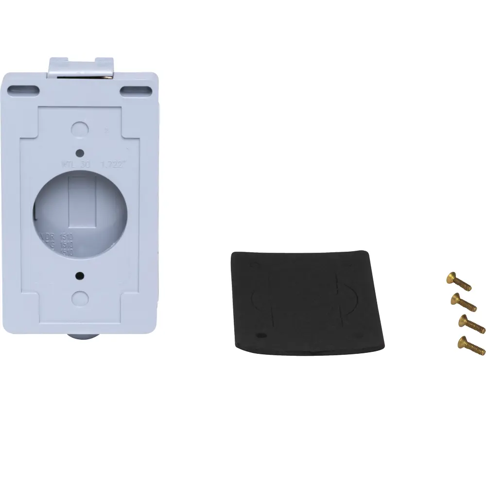 Single-Gang Weatherproof 30 A Single Receptacle Cover, Horizontal/Vertical, PVC, Gray