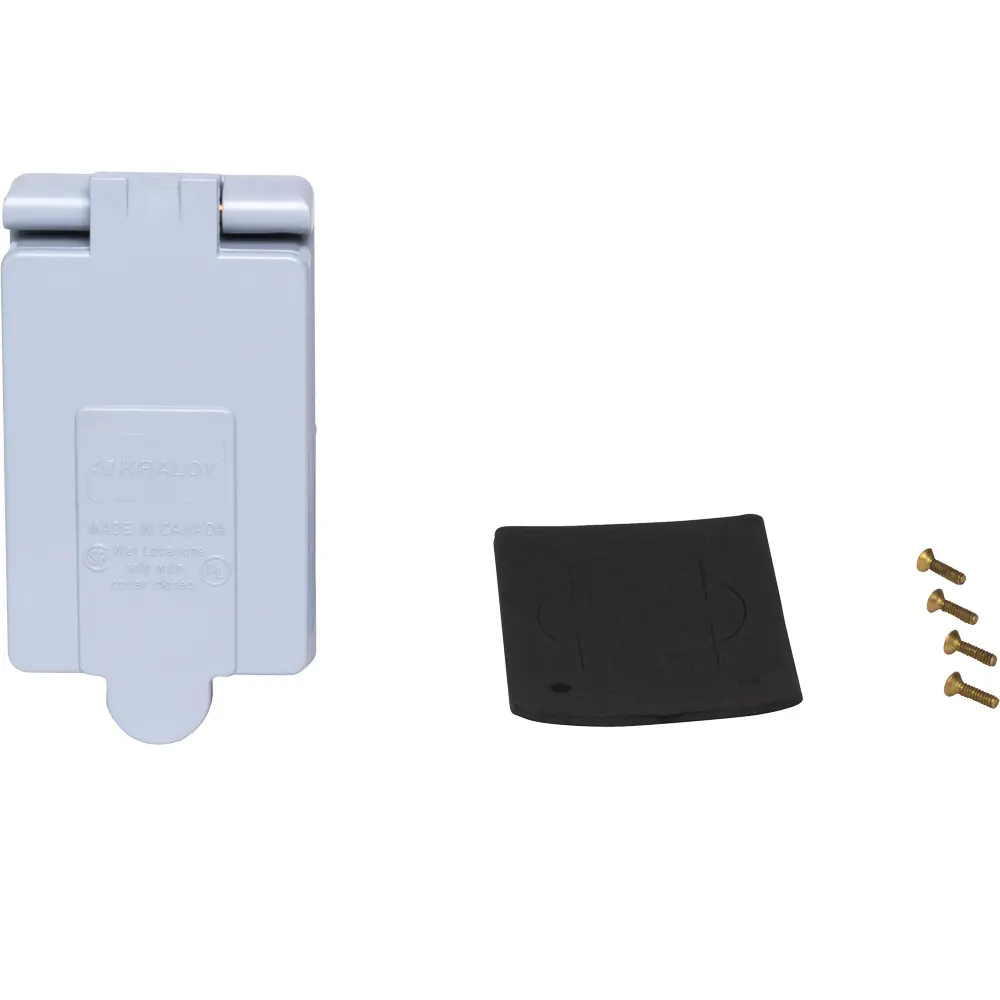 Single-Gang Weatherproof 30 A Single Receptacle Cover, Horizontal/Vertical, PVC, Gray