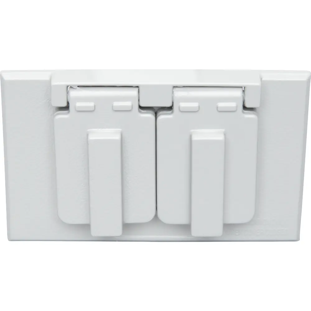 Single-Gang Weatherproof Double Door Duplex Receptacle Cover, Horizontal, Die-Cast Aluminum, Gray