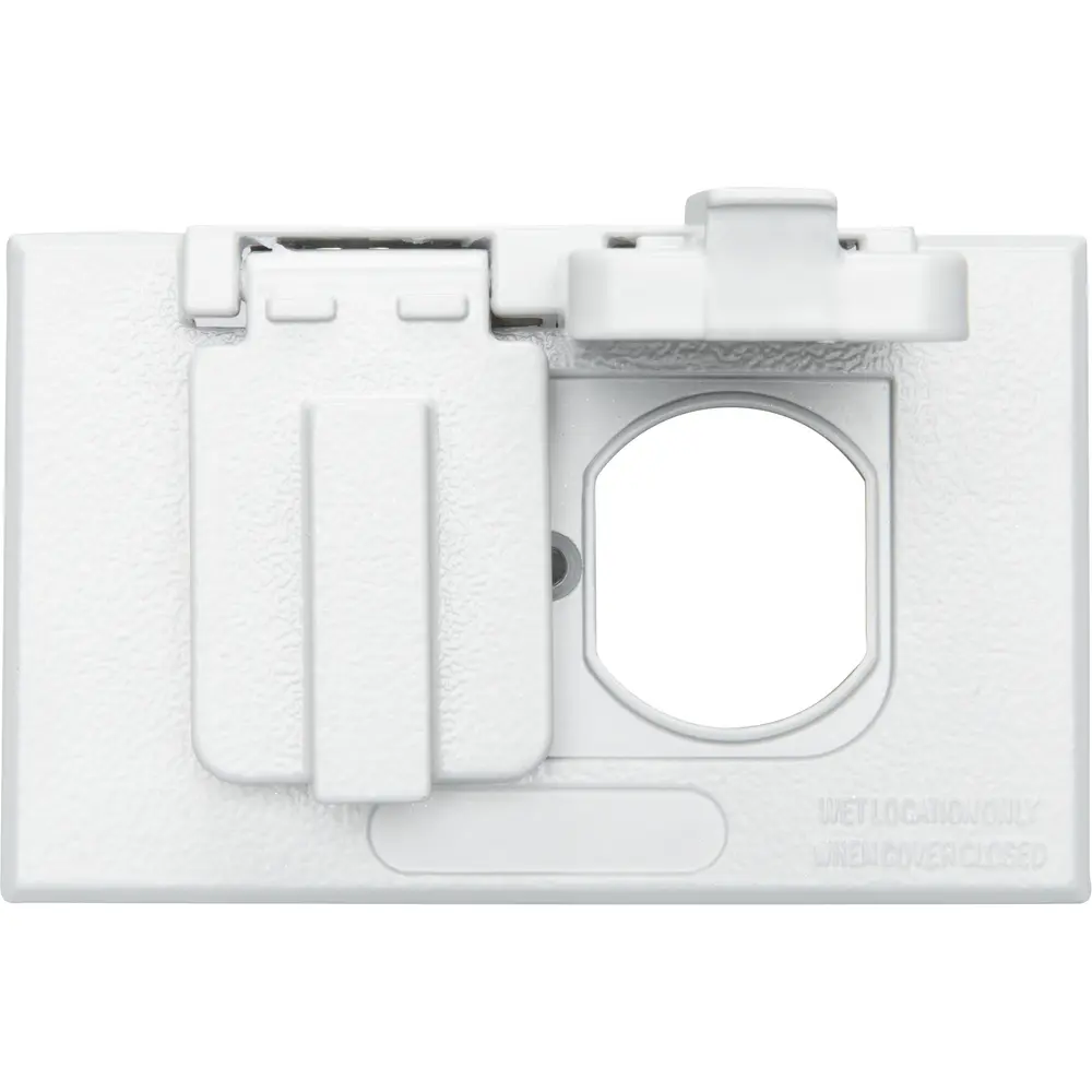 Single-Gang Weatherproof Double Door Duplex Receptacle Cover, Horizontal, Die-Cast Aluminum, Gray