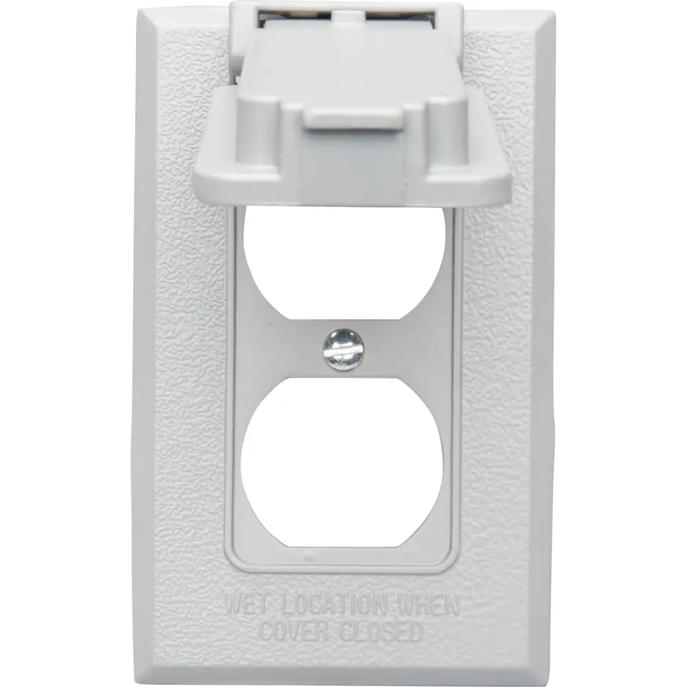 Single-Gang Weatherproof Duplex Receptacle Cover, Vertical, Die-Cast Aluminum, Gray 2 Single-Gang Weatherproof Duplex Receptacle Cover, Vertical, Die-Cast Aluminum, Gray
