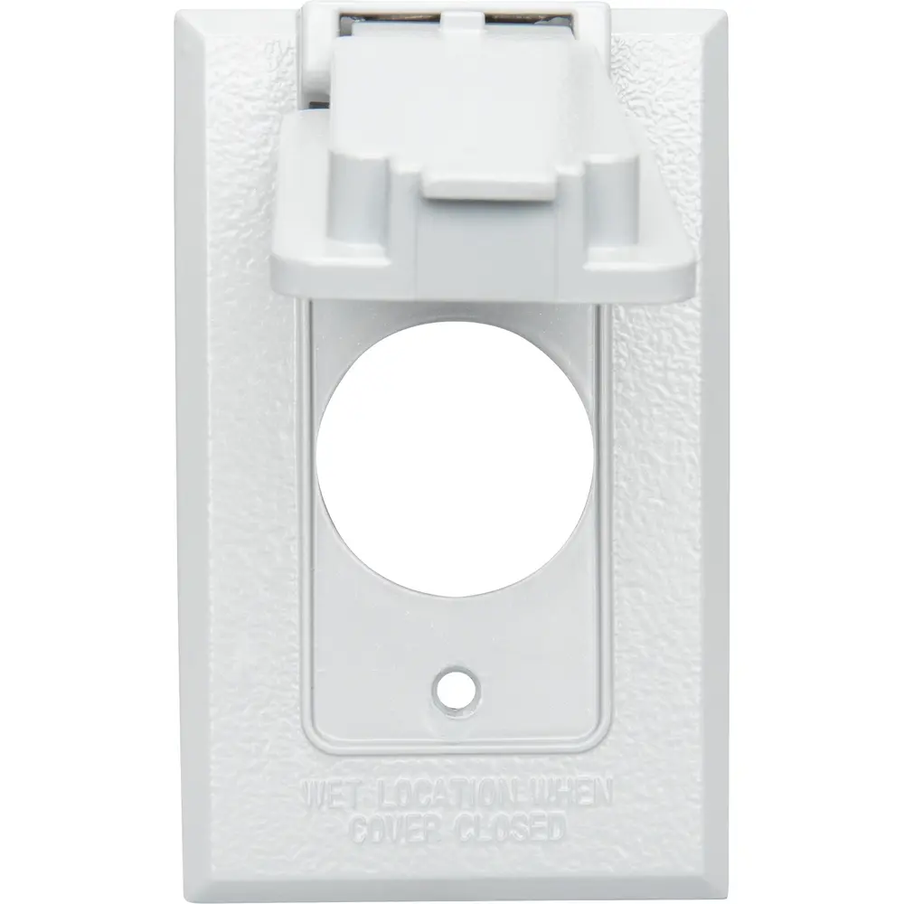 Single-Gang Weatherproof Single Receptacle Cover, Vertical, Die-Cast Aluminum, Gray