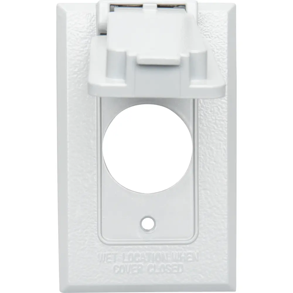 Single-Gang Weatherproof Single Receptacle Cover, Vertical, Die-Cast Aluminum, Gray