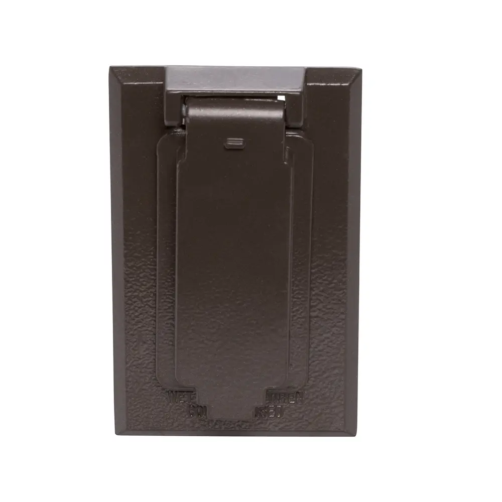 Single-Gang Weatherproof Single Receptacle Cover, Vertical, Die Cast Zinc, Bronze 1 Single-Gang Weatherproof Single Receptacle Cover, Vertical, Die Cast Zinc, Bronze