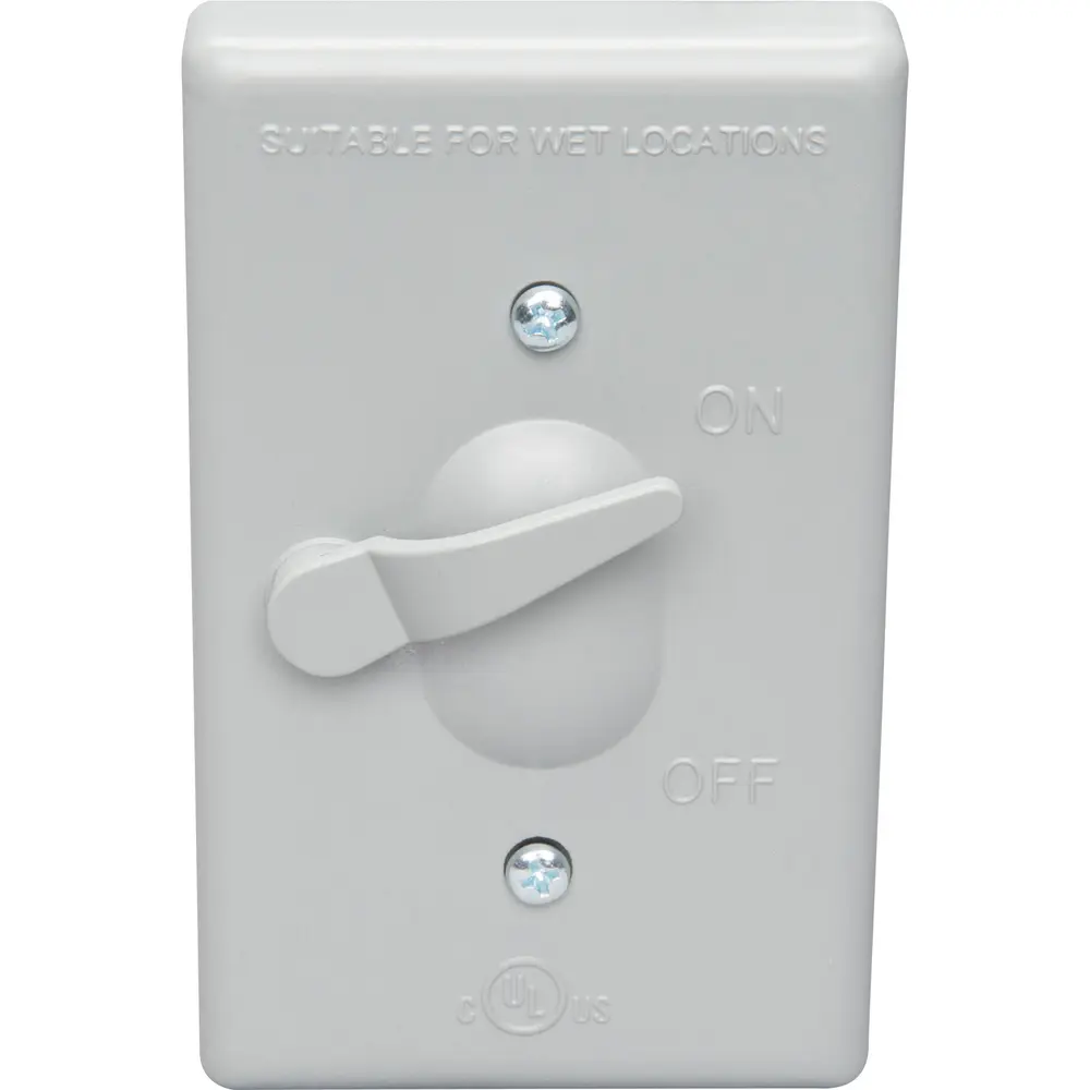 Single-Gang Weatherproof Toggle Switch Cover, Die Cast Aluminum/PVC, Gray